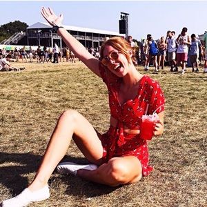 red floral matching set